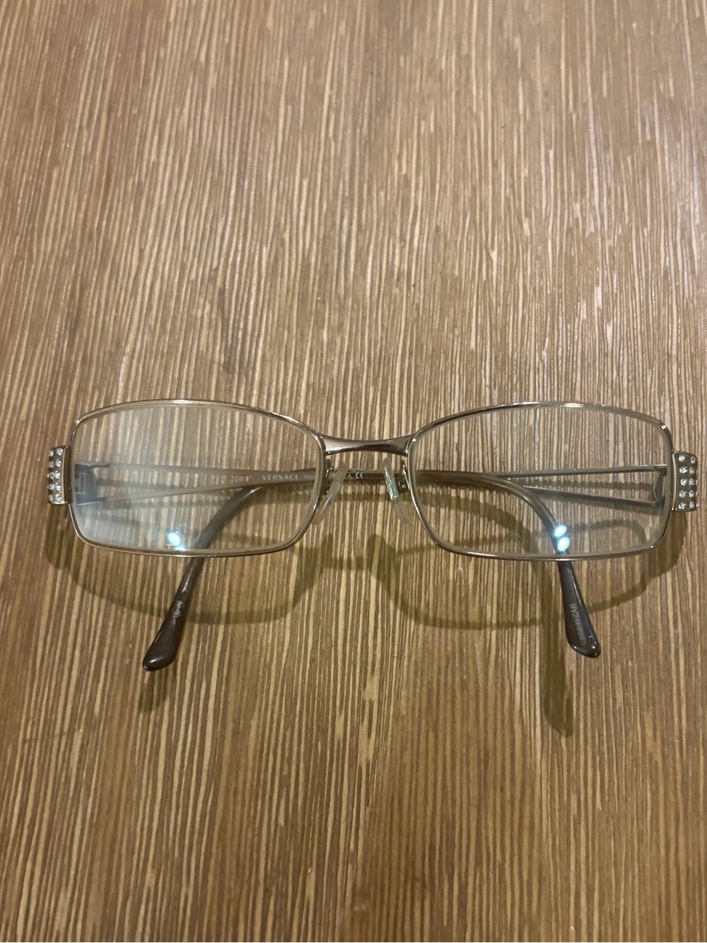 Versace MOD 1117-B 1013 Bronze Rhinestone Medusa Eyeglasses Italy 51-17-135
